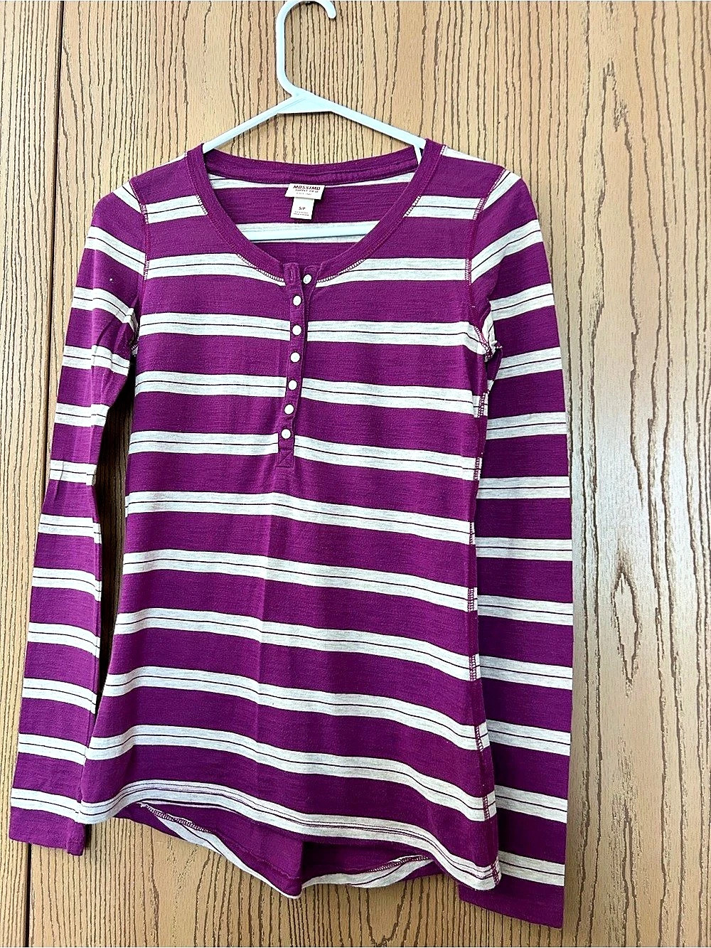 Mossimo Striped Long Sleeve Top in Purple Size Small